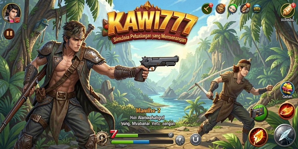Tampilan gameplay KAWI777 yang menarik dan penuh warna.