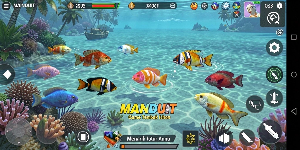 Tangkapan layar gameplay <strong>MAINDUIT</strong> menampilkan aksi seru dalam Tembak Ikan.